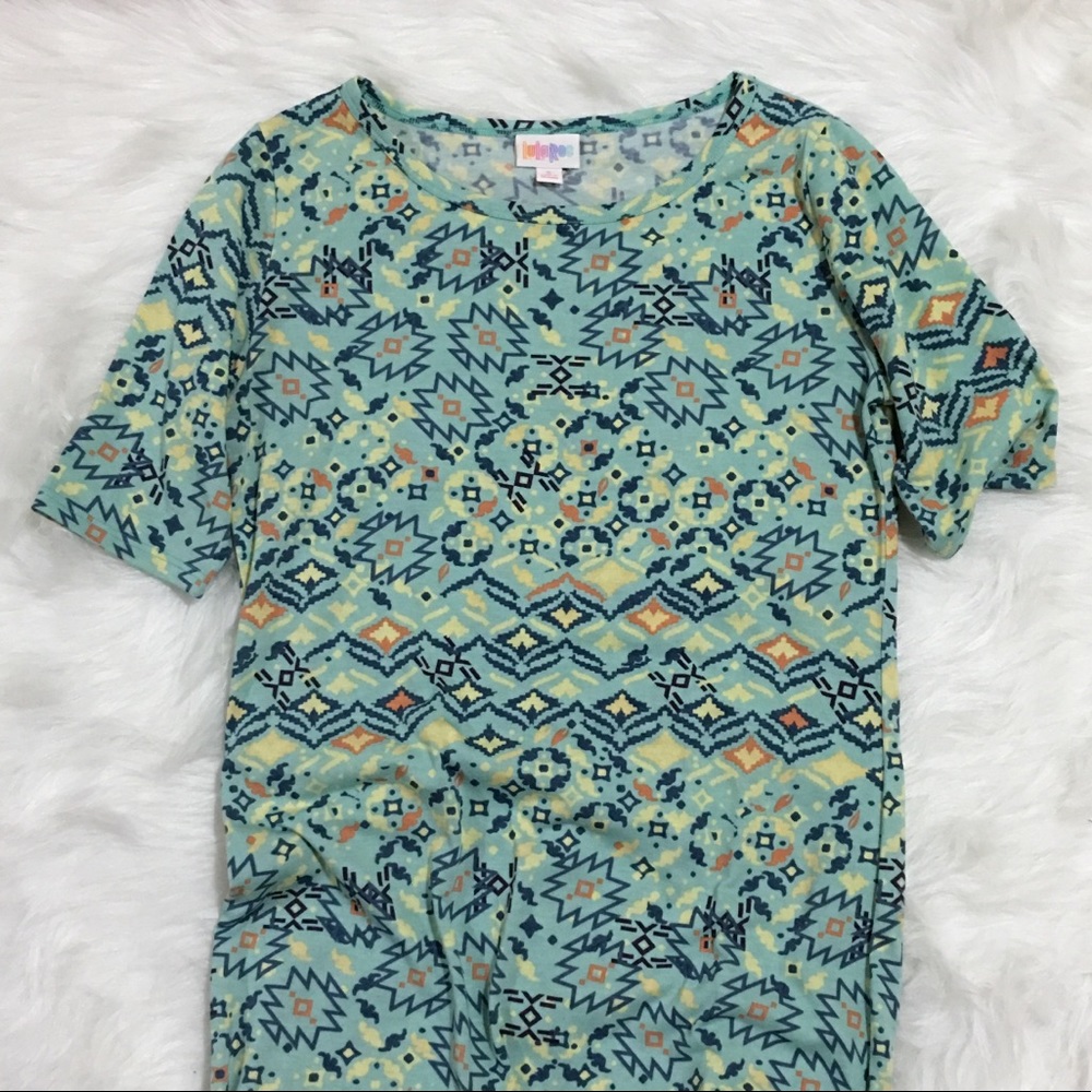 LuLaRoe Julia dress in light southwestern pattern